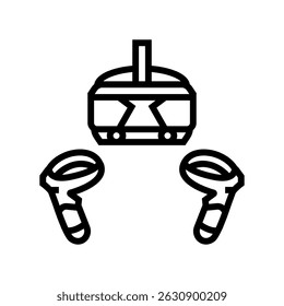 vr headset gaming pc line icon vr. vr headset gaming sinal de pc para jogos. símbolo de contorno isolado ilustração em preto