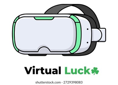 VR headset with glowing green clover. Blend of technology and good fortune for futuristic experiences.
