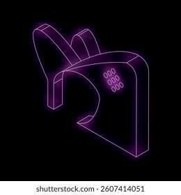 Vr headset glowing purple on a black background, perfect for technology and gaming concepts
