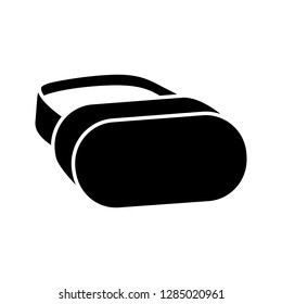 VR headset glyph icon. Silhouette symbol. 3D virtual reality mask set. VR glasses, goggles perspective view. Negative space. Vector isolated illustration