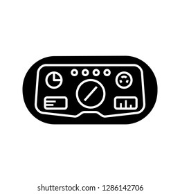 VR headset HUD glyph icon. Silhouette symbol. Head-up display. Thin line illustration. Game player visual interface. Virtual reality mask, glasses. Negative space. Vector isolated illustration