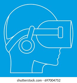 Vr headset icon blue outline style isolated vector illustration. Thin line sign