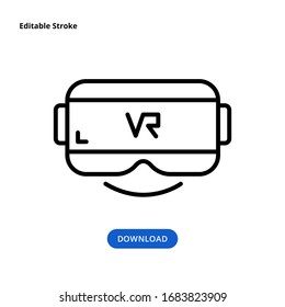 VR Headset Icon. VR Glasses Vector Virtual Reality Headset Icon. Virtual Reality Helmet Isolated Goggles Device Illustration.
