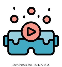 Vr headset icon outline vector. Game machine. Chest slot color flat