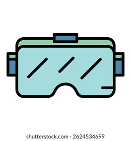 Ícone do headset Vr. Contorno vr headset vetor icon cor plana isolada