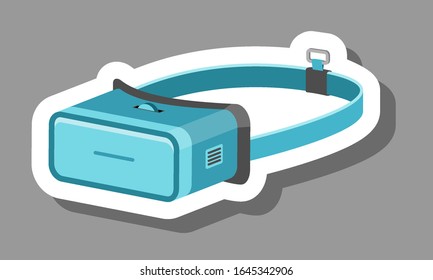 Icono de auriculares VR que simboliza 3D y futurista. Todos los objetos, sombras y fondo están en diferentes capas. 