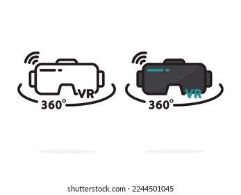 vr headset icon, virtual reality headset 3D, Device Simulation smartglasses, 360 degrees for app web logo banner button icon - Vector