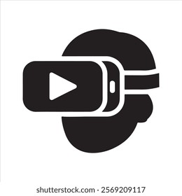 VR Headset Icon. Virtual Reality Device Icon. Silhouette Vector