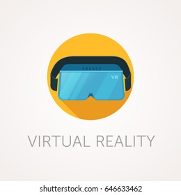 VR Headset Icon. Virtual Reality Glass. Flat Style Design