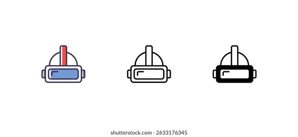 VR headset Icons thin line and glyph vector icon stock illustration