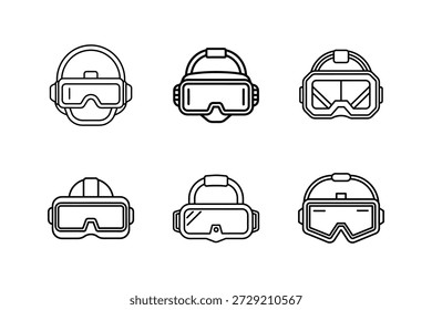 ilustração vr headset line art vetorial