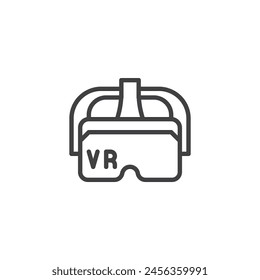 VR Headset line icon. linear style sign for mobile concept and web design. Virtual reality headset outline vector icon. Symbol, logo illustration. Vector graphics