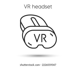 Vr headset line icon. Virtual reality device sign. Ar simulator goggles symbol. Illustration for web and mobile app. Line style video game Vr helmet icon. Editable stroke virtual game headset. Vector
