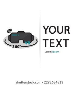 vr headset logo icon, virtual reality headset 3D, Device Simulation smartglasses, 360 degrees for app web logo banner button icon - Vector