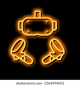vr auriculares con neón vector de señal de luz. ilustración de auriculares vr
