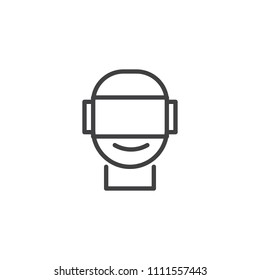 VR headset outline icon. linear style sign for mobile concept and web design. Virtual reality glasses simple line vector icon. Symbol, logo illustration. Pixel perfect vector graphics