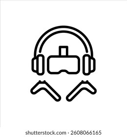VR Headset outline icon. virtual reality black line illustration.