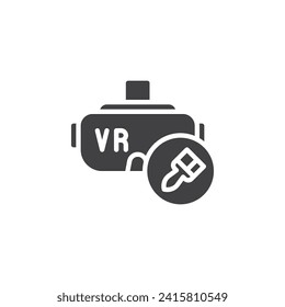 VR headset and paint brush vector icon. filled flat sign for mobile concept and web design. VR Art glyph icon. Symbol, logo illustration. Vector graphics