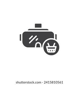 VR headset and shopping basket vector icon. filled flat sign for mobile concept and web design. VR Shopping glyph icon. Symbol, logo illustration. Vector graphics