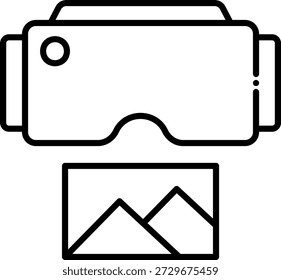 Fone de ouvido VR mostrando a paisagem da montanha