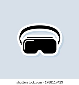 Pegatina para auriculares VR. Dispositivo de realidad virtual, gafas. Vector de fondo aislado. EPS 10.