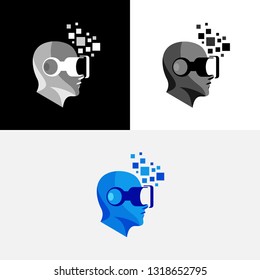VR Headset Virtual Reality Glasses Human Head Icon Logo