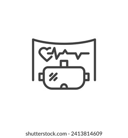 VR Healthcare line icon. linear style sign for mobile concept and web design. VR medical technology outline vector icon. Symbol, logo illustration. Vector graphics