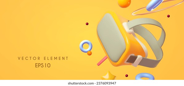 VR helmet. 3D game equipment element. Futuristic technology