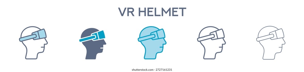 VR Helmelement für Design Graphic - Multi Styles. Vektorgrafik von zwei farbigen und schwarzen. Mehrere Icons Designs können für Mobile, UI, Web verwendet werden