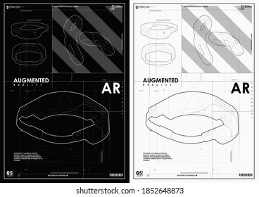 VR helmet in futuristic style. Creative futuristic concept. Modern template for web and print. Cross reality concept.