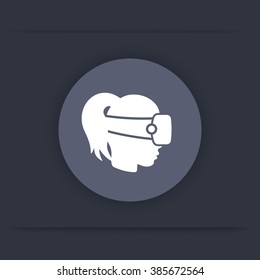 VR helmet icon, virtual reality goggles sign, virtual reality glasses pictogram, virtual reality headset flat icon, vector 