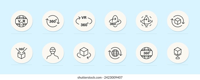 VR helmet line icon. Virtual reality, technology, futuristic, immersion, digital environment. Pastel color background. Vector line icon for business and advertising
