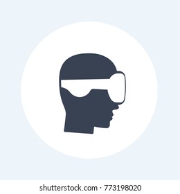 VR helmet, man in virtual reality glasses, headset icon
