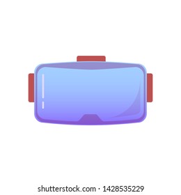 VR helmet, virtual reality glasse on an isolated background, bright flat icon in lilac and red colors