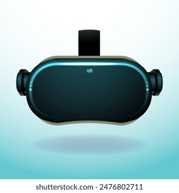 VR helmet or virtual reality glasses, front view, realistic vector illustration. Digital cyberspace technology, Innovation device.