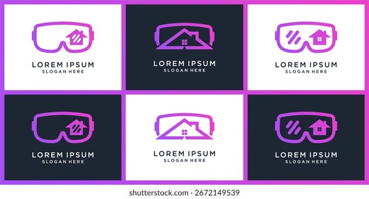 Conjunto de design de logotipo VR house