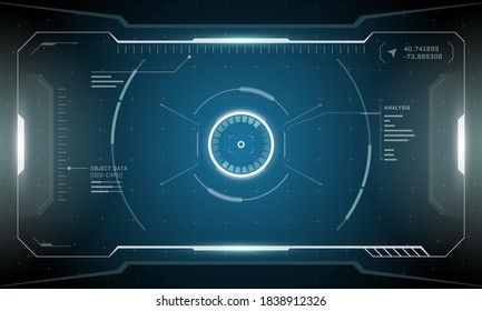 VR HUD digital futuristic interface cyberpunk screen design. Sci-fi virtual reality view head up display. Technology GUI UI dashboard panel vector illustration