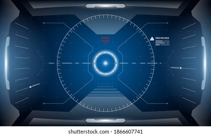 VR HUD diseño de pantalla de interfaz digital futurista cyberpunk. Pantalla de visualización de la tecnología de simulador de realidad virtual Sci-fi. Ilustración de concepto del panel de control de interfaz de usuario digital de alta tecnología