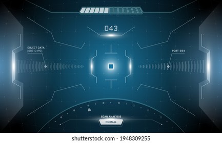 VR HUD digital futuristic interface cyberpunk screen design. Sci-fi virtual reality technology view head up display. GUI UI technology dashboard panel. Binocular visor vector illustration