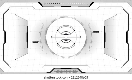 VR HUD digital futuristic interface cyberpunk screen. Sci-fi virtual reality technology view head up display. GUI UI technology black and white dashboard panel. FUI binocular viewfinder visor. Vector