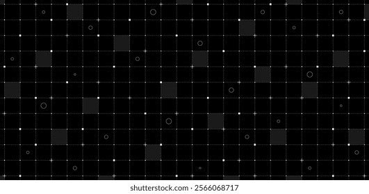 VR HUD futuristic grid interface with line and dot patterns. Spaceship digital UI mesh. Sci fi dashboard design template in black and white. Hi tech GUI visor or FUI display background