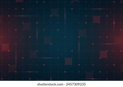 VR HUD futuristic interface grid. Digital UI screen mesh pattern. GUI hi tech visor backdrop design template. Spaceship head up display red lines and particles on dark background. FUI Sci Fi dashboard