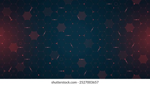 VR HUD futuristic interface hexagons grid. Digital UI screen hexagonal mesh pattern. GUI hi tech visor backdrop design. Spaceship head up display red hex lines on dark background. FUI Sci Fi dashboard