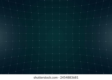 VR HUD futuristic interface voluminous grid. Line and dot head up display green square pattern. Digital UI screen convex mesh. GUI digital hi tech visor backdrop template. FUI Sci Fi dashboard display