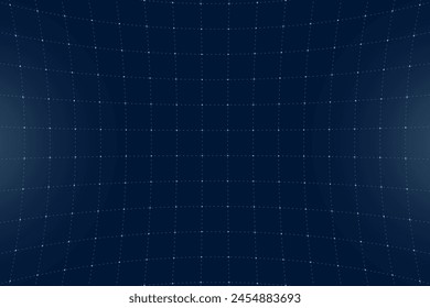 VR HUD futuristic interface voluminous square grid. Line and dot head up display blue pattern. Digital UI screen convex mesh. GUI digital hi tech visor backdrop template. FUI Sci Fi dashboard display