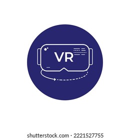 Concepto de icono VR con color azul oscuro. Icono de línea blanca