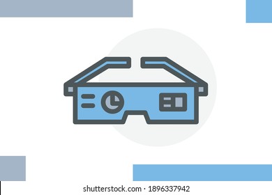 VR icon filled line color concept related gadget and device elements