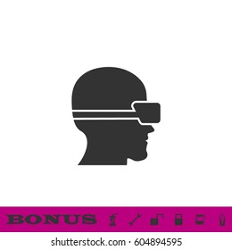VR icon flat. Black pictogram on white background. Vector illustration symbol and bonus button