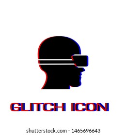VR icon flat. Simple pictogram - Glitch effect. Vector illustration symbol