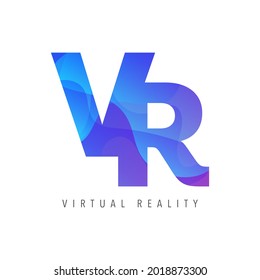 VR icon logo (Virtual reality ) flat design  , Digital effect technology , isolated on white background , illustration Vector EPS 10